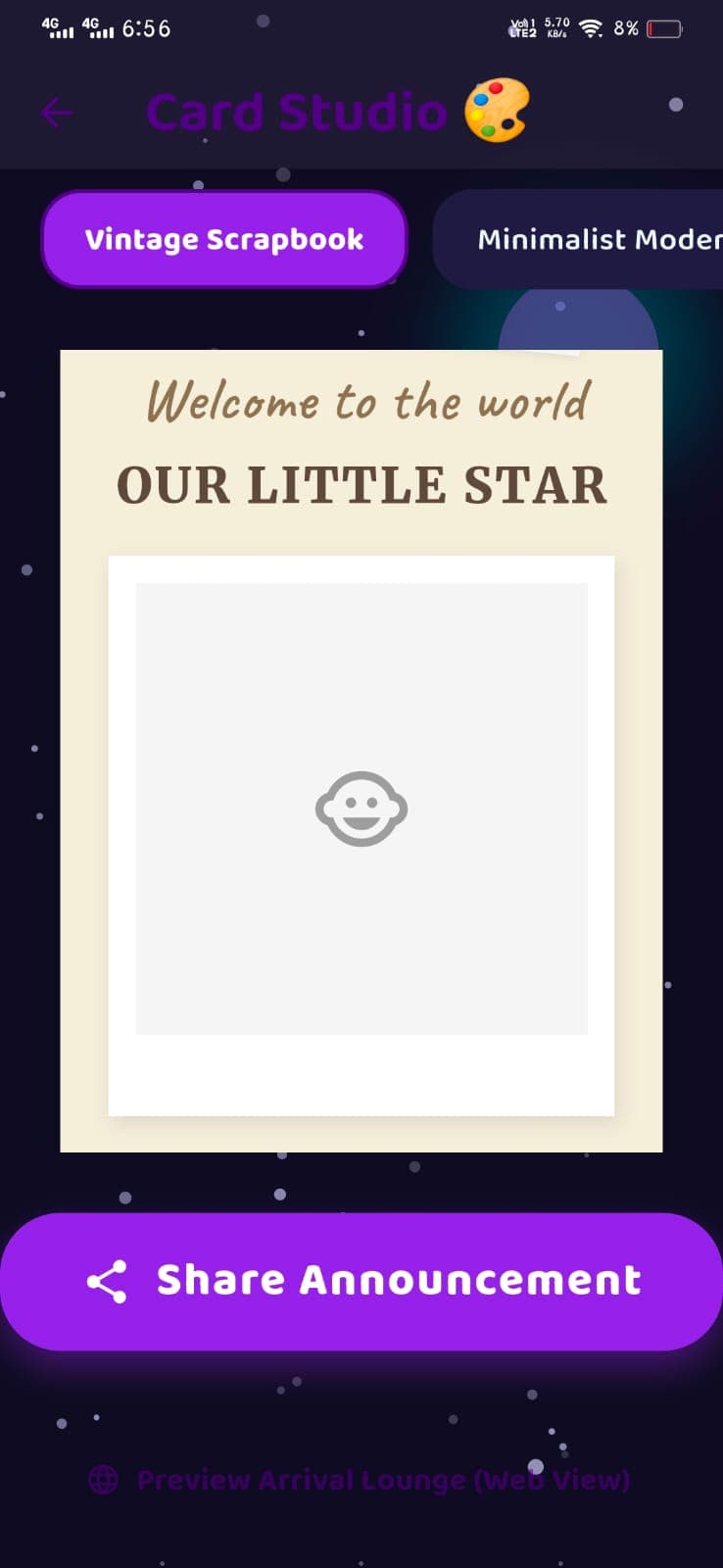Little Forever announcement card studio