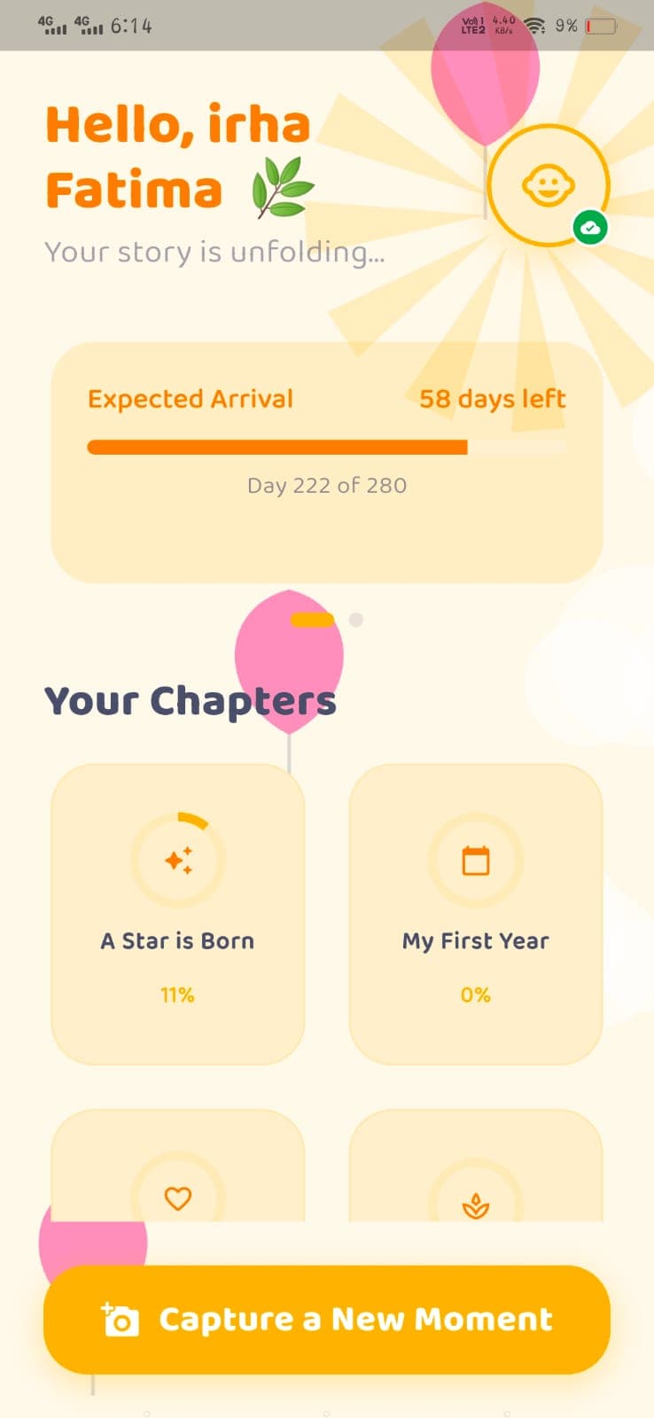 Little Forever dashboard with story chapters and quick capture